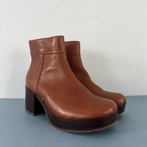 Chocolat Blu Velma Leather Brown Chunky Heel Platform Booties